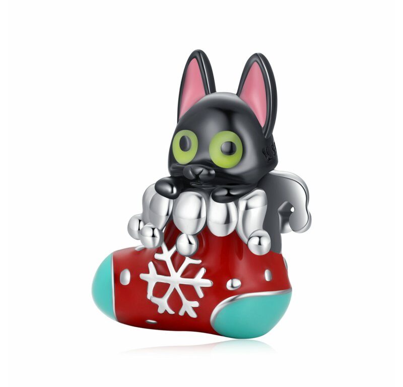 Momento privjesak - Maca u božićnoj čarapi