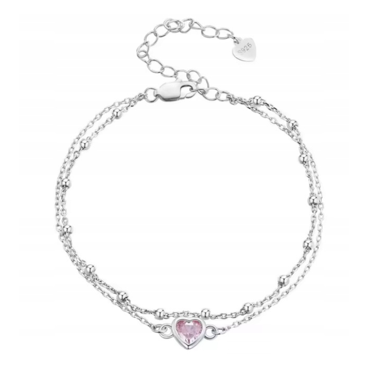 Momento dvostruka narukvica - Nježno rozo srce